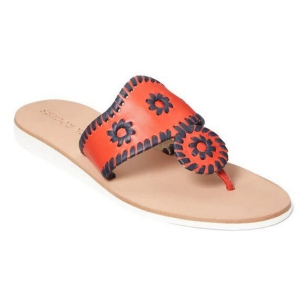 Jack Rogers | Boating Jacks Leather Sandals | Fire Red & Midnight Black | 9